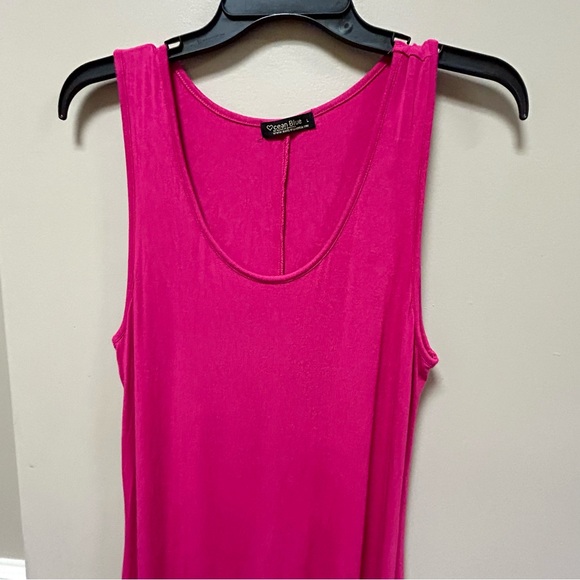 Ocean Blue Sz L Fuchsia Pink Tank Dress 👗 Midi GUC - Picture 2 of 5